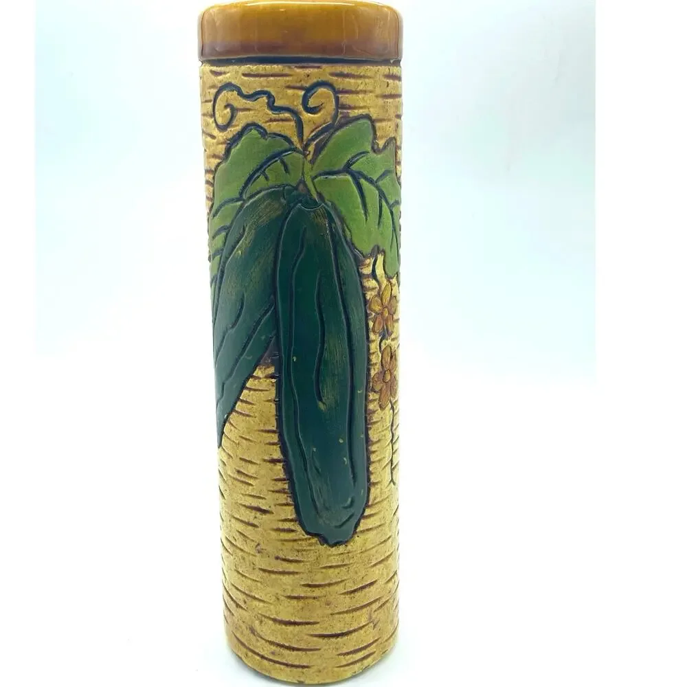 MCM studio pottery 9”‎ Vase fruit and Vegetable signed